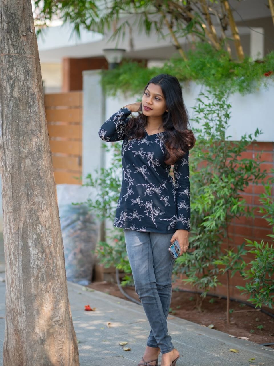premium cotton floral print peplum top premium cotton floral print peplum top